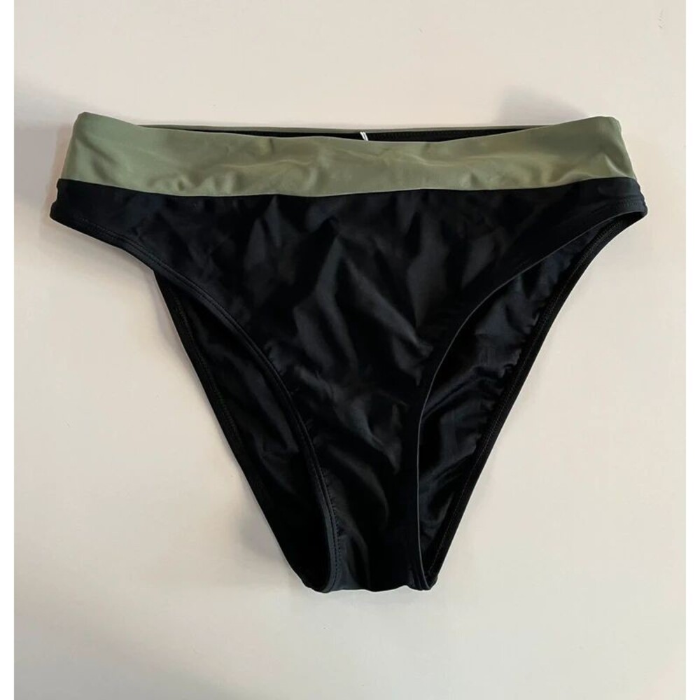 NWT Cupshe bikini bottoms black green size L
